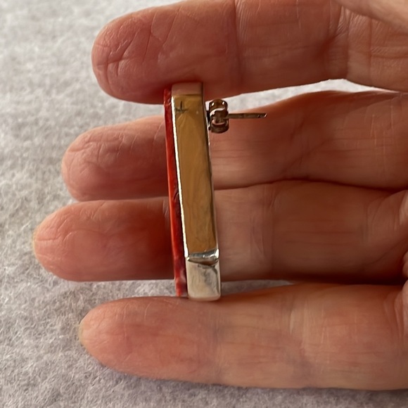 Al Yazzie Coral & Sterling Earrings - Picture 5 of 5